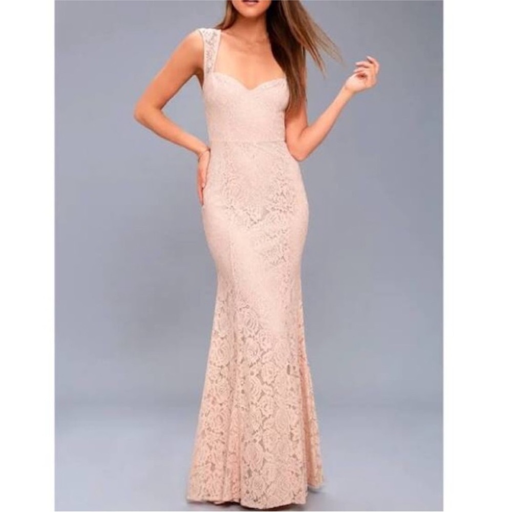 Lulus Rosetta Pink Lace Maxi Dress
